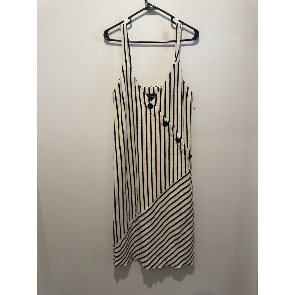 Storia Button Striped Dress Sized M NWT